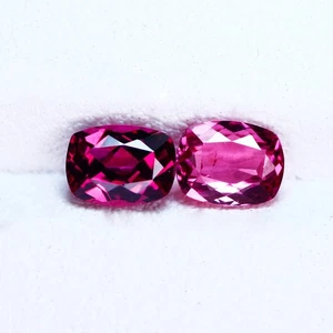 1.15 Ct VVS [2Pcs Pair] Sparkling Cushion 5.2 x 4.1 MM Vivid Pink Malaya Garnet - Picture 1 of 5