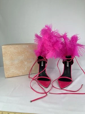 Cape Robbin Jazmine Fuchsia Feather Heels Women’s Size 9 Used w/ Box - Image 1 of 4