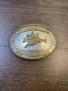 Vintage Rodeo Bareback Trophy Belt Buckle Cowboy German Silver Tone BLANK - Picture 1 of 3