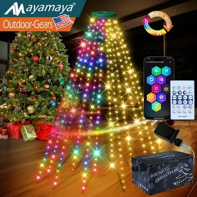 Smart Christmas Tree Waterfall Light Fairy String Outdoor Waterproof Xmas Decor - Image 1 of 4