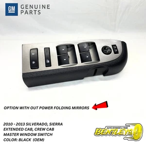 2010 - 2013 SILVERADO SIERRA CREW CAB DRIVERS SIDE MASTER WINDOW SWITCH BLACK OE - Picture 1 of 16
