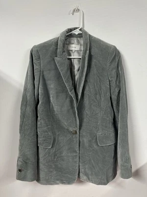 Chaqueta Blazer Reiss Terciopelo Talla 4 Mujer’s Gris Foto 1 de 4