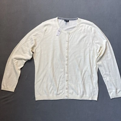 Cárdigan Talbots Mujer XL Marfil Algodón Mezcla Cachemira Clásico Tejido Botones Nuevo con Etiquetas Foto 1 de 4