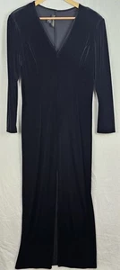 Maxi abito vintage Scott McClintock velluto nero grande elegante elegante sera spacco - Foto 1 di 9