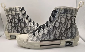 Dior B23 High Top Sneakers Black White Logo Monogram Women’s 7.5 / Men’s 6 EU 38 - Picture 1 of 16