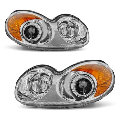 Pair Headlights For 2002-2005 Hyundai Sonata Chrome Headlamps W/ Bulbs L+R - Image 1 of 4