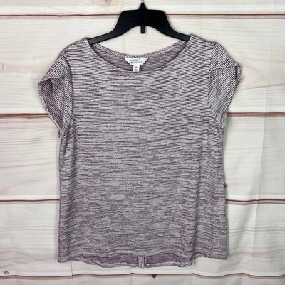 Market & Spruce Top Womens PL Purple Space Dye T-Shirt Button Back Tulip Sleeve - Image 1 of 4