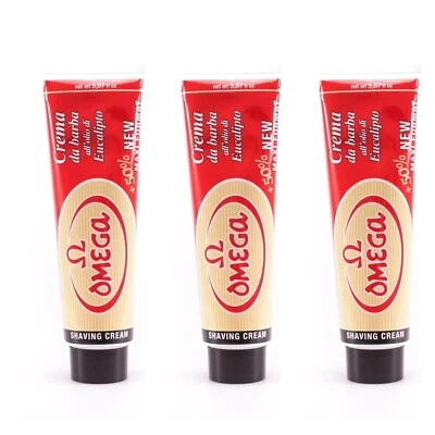 Tubo de crema de afeitar Omega de eucalipto de Italia - Paquete de 3 Foto 1 de 4