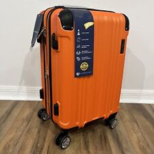 New Gabbiano Orange Carry On Luggage w/ Cup Holder 8 Wheels 20 X 14 X 10”