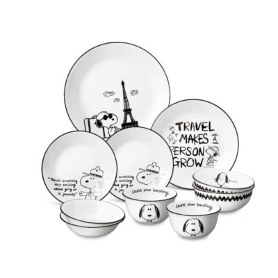 CORELLE x Peanuts Snoopy & Charlie Edition 10P Set Dinnerware Plate Bowl Kitchen - Image 1 of 4