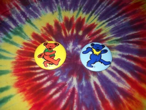 GRATEFUL DEAD TOUR JERRY GARCIA RAINBOW TIE DYE DANCING BEAR 2-REFRIG MAGNET NEW - Picture 1 of 2