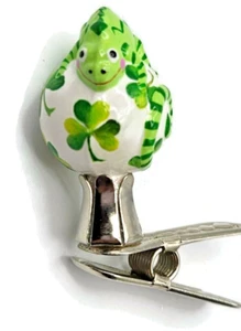 Patricia Breen Pequeña Miniatura Camaleón Trébol de la Suerte Navidad Clip Adorno - Imagen 1 de 7