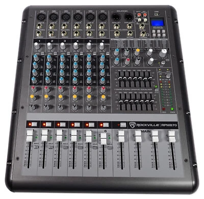 Rockville RPM870 8 Channel 6000w Powered Mixer w/USB, Effects, 8 XDR2 Mic Pres - Image 1 of 4