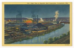 Vista nocturna de Republic Steel Corporation, Youngstown, Ohio años 30 - Imagen 1 de 2