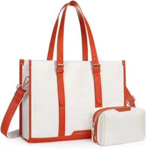 MOSISO 15.6 16 inch Laptop Bag for Women Canvas Tote Bags with USB Port Handbag - Picture 1 of 14