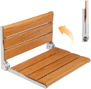 Folding Shower Seat Wall Mounted, 16" Foldable Shower Chair, Solid Wooden Chair - Picture 1 of 8