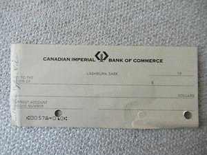 Canadian Imperial Bank of Commerce Black Check Scheck unbenutzt #2 - Bild 1 von 2