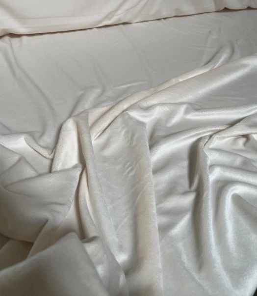 Minky IVORY solid Soft fur cuddle fabric By The Yard 60” Wide - Image 1 of 2