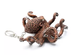 Octopus Keychain Miniblings Charm Octopus XL Braun White Nubs - Picture 1 of 4