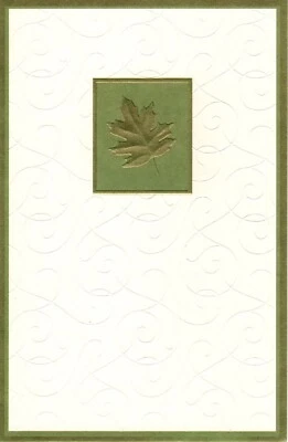 Feliz Día de Acción de Gracias Deseos Hoja de Oro Hojas Otoño Otoño Tarjeta de Felicitación - Juego de 2 Foto 1 de 3