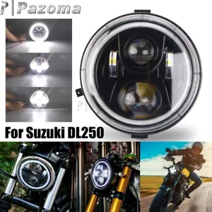 LED Round Ring White Angel Halo Headlight For Suzuki DL250 V-Strom 250 2017-2019 - Picture 1 of 12