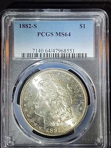 1882-S $1 Morgan Silver Dollar, PCGS MS64 Cover