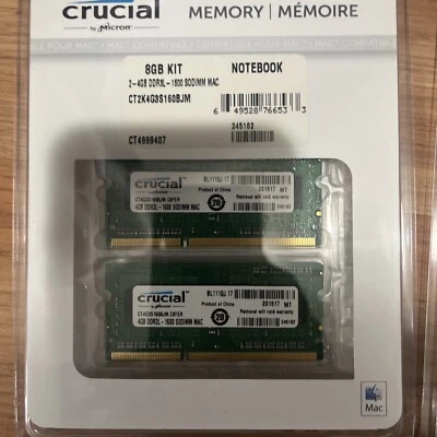 crucial 4GB x2 DDR3L-1600 sodimm Memory for Mac - Image 1 of 4