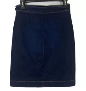 Ann Taylor Petite Denim Bleistiftrock Stretch seitlicher Reißverschluss und Knopf Größe 2P - Bild 1 von 9