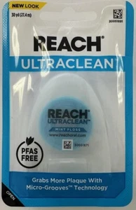 Hilo dental Reach Ultraclean, cuidado bucal, sabor menta, 30 yardas, paquete de 4 - Imagen 1 de 2