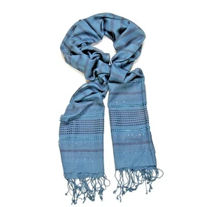 Fashion Viscose Scarf Pashmina Wrap Womens Frilled Tippet Soft Shawl SH120BLU - Picture 1 of 2