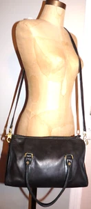 Vintage Coach New York Black Leather Dr Satchel Speedy Bag & Strap No Hang Tag - Picture 1 of 24