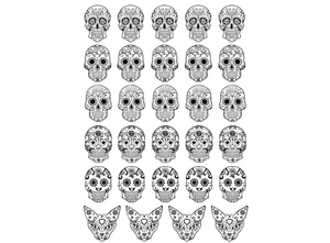 Calcomanías de vidrio fundido negras de 0,75 pulgadas de calaveras de azúcar 30 piezas - Imagen 1 de 1