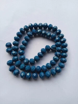 1 Strang fac. Glasrondelle. Viele Farben u. Beschichtungen. Petrol 8x6 mm. 242/3 - Bild 1 von 2