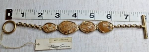 Gold Tone Semi Precious Stone Toggle Bracelet Kenneth Cole W/Tags 24.3G - Picture 1 of 13