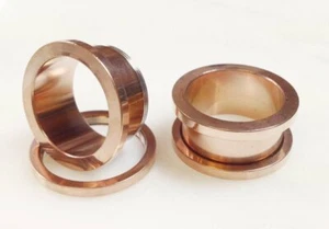 12 Stck. Roségold Stahl Schraub Fit Tunnel Großhandel Stecker Messgeräte 00g 0g 2g 4g 6g 8g - Bild 1 von 2