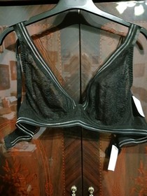 Brand new AUBADE PARIS  Black Lace Unlined Triangle Underwire sheer mesh bra 36C