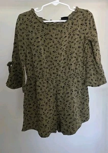 Art Class NWT! green Floral long sleeve Girl romper in size 4/5 - Picture 1 of 6