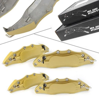 4x Car 3D Metal Brake Caliper Covers Universal Front & Rear Large+Medium GOLD - Image 1 of 4