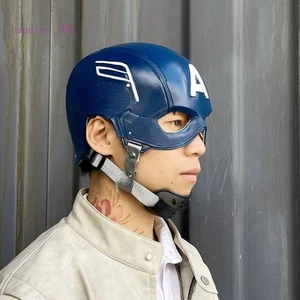 Captain America Blue Mask Headpiece Cosplay Marvel Movie Props Halloween Latex - Picture 1 of 9