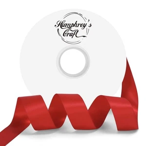 1 Inch Red Double Faced Satin Ribbon - 50 Yards Variety of Color for Crafts G... - Picture 1 of 7