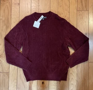 Croft & Barrow Pullover Herren L Burgund Chenille Rundhals Rippstrick Pulli - Bild 1 von 10