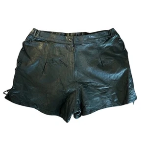 Genuine Leather Black Lace-Up Shorts – Size XXL – New Without Tags - Picture 1 of 5