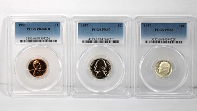 1957 Silver High Grade US Mint Proof Set - PCGS Graded PR66/67 !! - Image 1 of 2