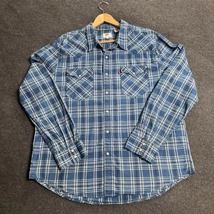 Camisa Levi’s Para Hombres XXL Perla A Presión Azul Cuadros LS Western Ajuste Estándar Algodón - Imagen 1 de 10