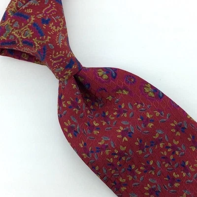 ETRO Made In Usa Red Blue Gold Floral Brocade Necktie Silk Ties L2 Vintage/Rare - Image 1 of 4