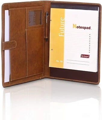 Carpeta organizadora personal de cuero hecha a mano para negocios, cartera de lujo Foto 1 de 4