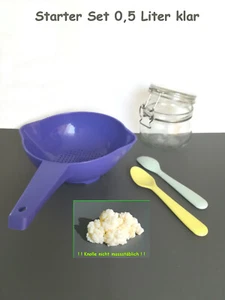 Milch Kefir Pilz Starter SET 0,5 L KLAR mit Tupperware® Sieb " Goldregen " 🐮 A - Bild 1 von 13