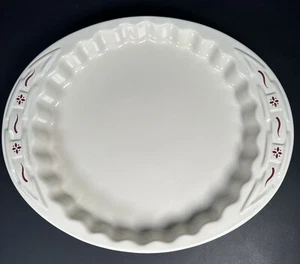 Longaberger Keramik gewebt Traditionen Elfenbein & Rot Quiche Schale 1,5 x 9 Tortenform - Bild 1 von 6