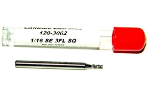 1/16" Solid Carbide 3 Flute END MILL Standard 1-1/2" Cut 3/16" Made In USA 120 - Bild 1 von 1