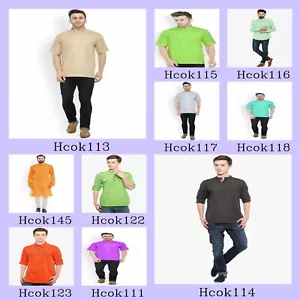 Mens Kurta only Traditional mens Wear Cotton Solid kurta Multi Sizes Available S - Picture 1 of 62